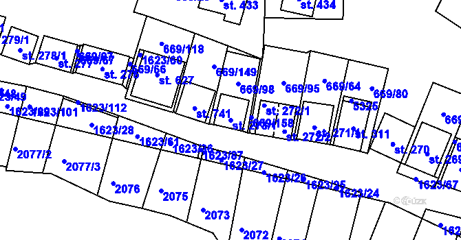 Parcela st. 273/1 v KÚ Strachotín, Katastrální mapa