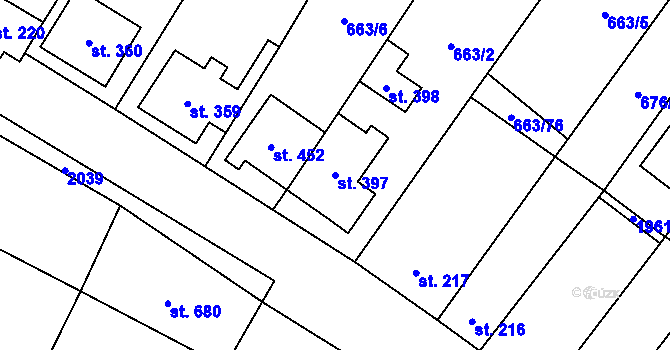 Parcela st. 397 v KÚ Strachotín, Katastrální mapa