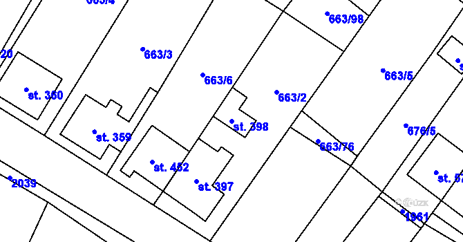 Parcela st. 398 v KÚ Strachotín, Katastrální mapa