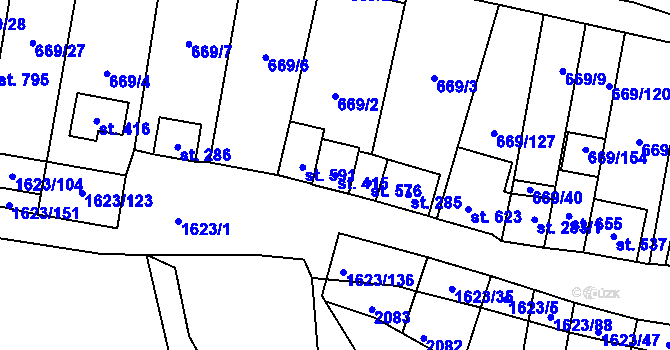 Parcela st. 415 v KÚ Strachotín, Katastrální mapa
