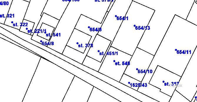 Parcela st. 451/1 v KÚ Strachotín, Katastrální mapa