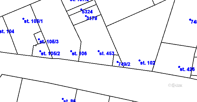 Parcela st. 453 v KÚ Strachotín, Katastrální mapa