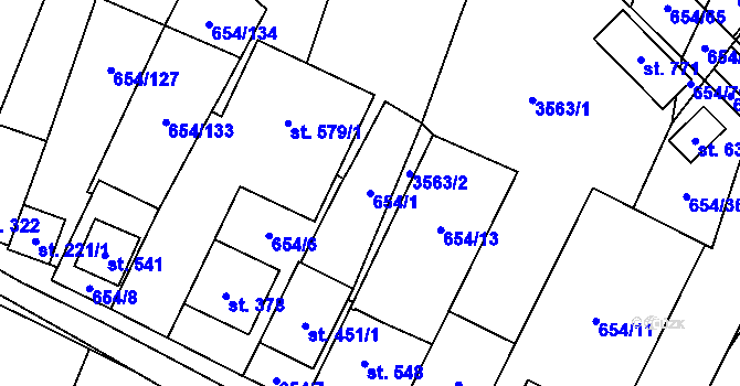 Parcela st. 654/1 v KÚ Strachotín, Katastrální mapa