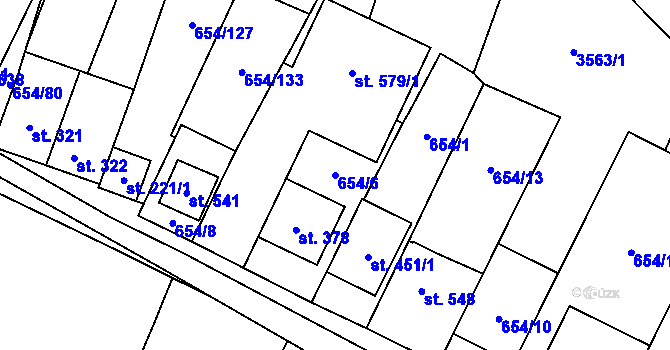 Parcela st. 654/6 v KÚ Strachotín, Katastrální mapa