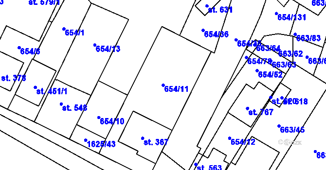 Parcela st. 654/11 v KÚ Strachotín, Katastrální mapa