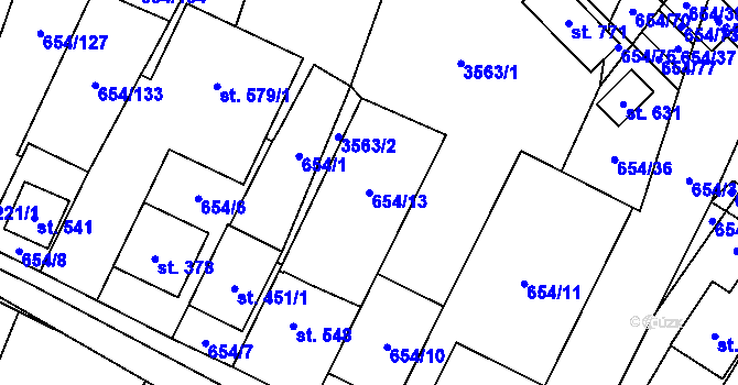 Parcela st. 654/13 v KÚ Strachotín, Katastrální mapa