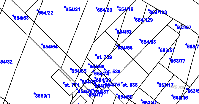Parcela st. 654/18 v KÚ Strachotín, Katastrální mapa