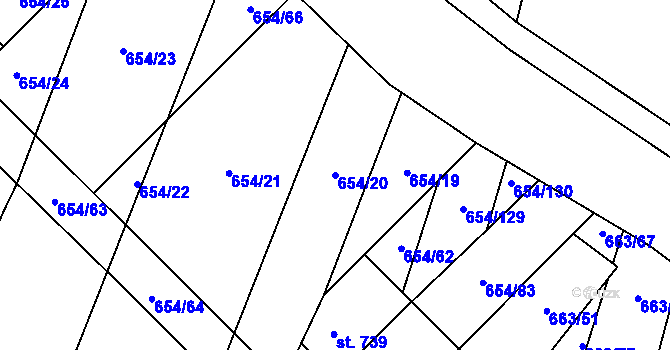 Parcela st. 654/20 v KÚ Strachotín, Katastrální mapa