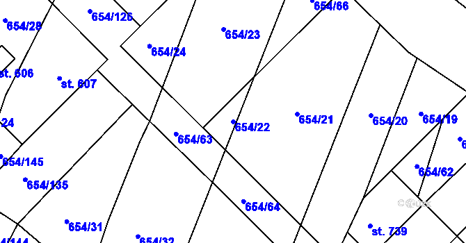 Parcela st. 654/22 v KÚ Strachotín, Katastrální mapa