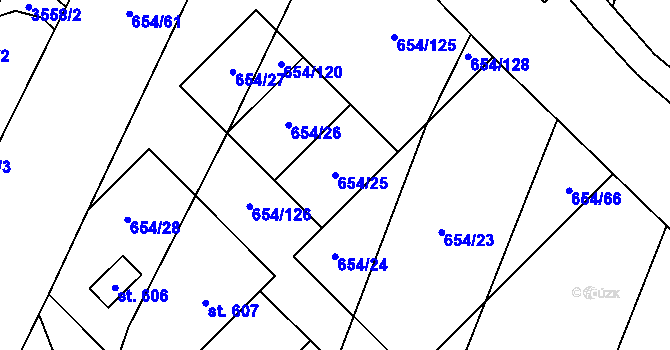 Parcela st. 654/25 v KÚ Strachotín, Katastrální mapa