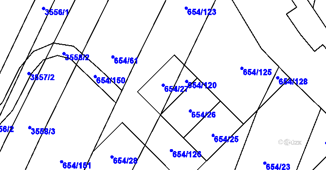 Parcela st. 654/27 v KÚ Strachotín, Katastrální mapa