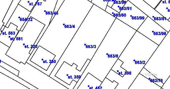 Parcela st. 663/3 v KÚ Strachotín, Katastrální mapa