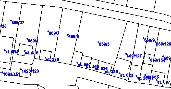 Parcela st. 669/2 v KÚ Strachotín, Katastrální mapa