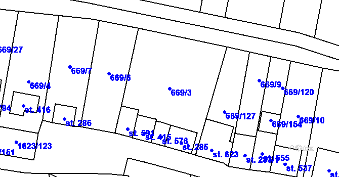 Parcela st. 669/3 v KÚ Strachotín, Katastrální mapa