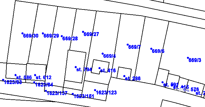 Parcela st. 669/4 v KÚ Strachotín, Katastrální mapa