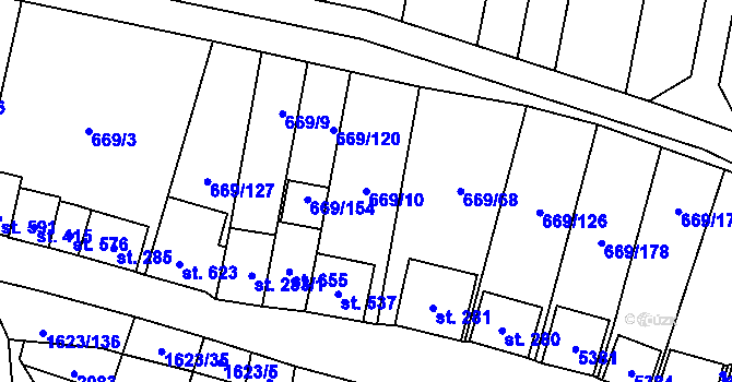 Parcela st. 669/10 v KÚ Strachotín, Katastrální mapa