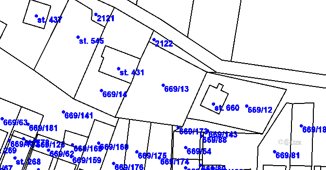 Parcela st. 669/13 v KÚ Strachotín, Katastrální mapa