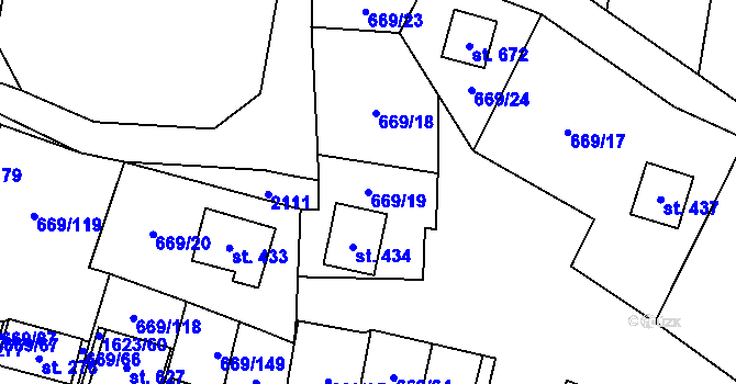 Parcela st. 669/19 v KÚ Strachotín, Katastrální mapa