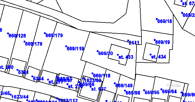Parcela st. 669/20 v KÚ Strachotín, Katastrální mapa