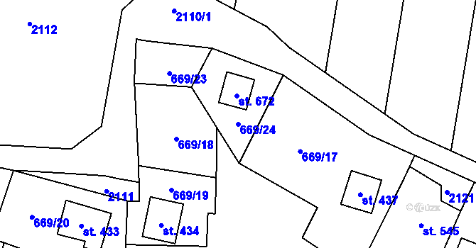 Parcela st. 669/24 v KÚ Strachotín, Katastrální mapa