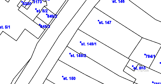 Parcela st. 149/1 v KÚ Strachotín, Katastrální mapa