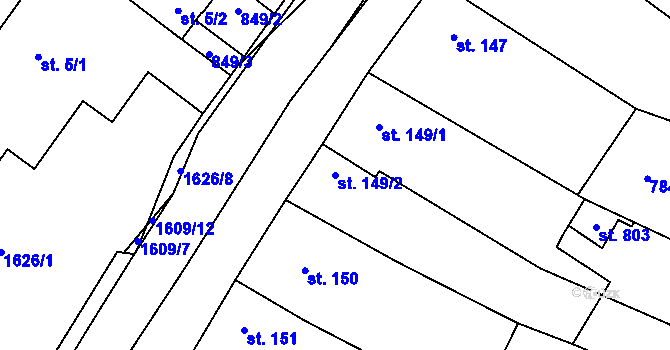 Parcela st. 149/2 v KÚ Strachotín, Katastrální mapa