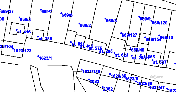 Parcela st. 576 v KÚ Strachotín, Katastrální mapa