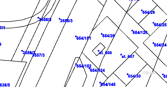 Parcela st. 654/59 v KÚ Strachotín, Katastrální mapa