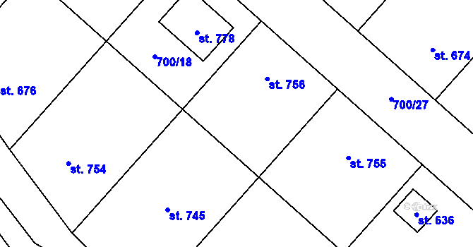 Parcela st. 700/17 v KÚ Strachotín, Katastrální mapa