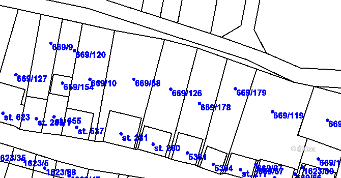 Parcela st. 669/126 v KÚ Strachotín, Katastrální mapa