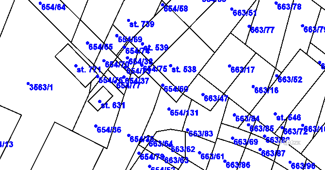 Parcela st. 654/60 v KÚ Strachotín, Katastrální mapa