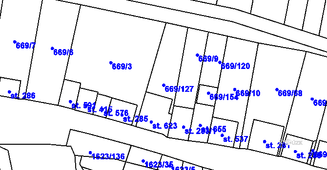 Parcela st. 669/127 v KÚ Strachotín, Katastrální mapa