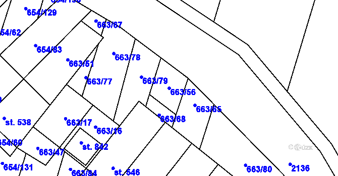 Parcela st. 663/56 v KÚ Strachotín, Katastrální mapa