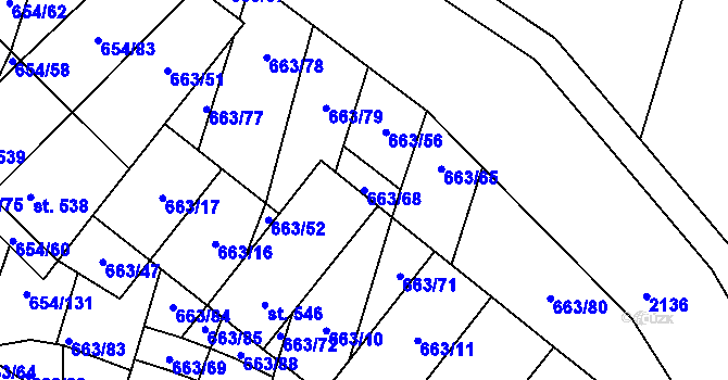 Parcela st. 663/68 v KÚ Strachotín, Katastrální mapa