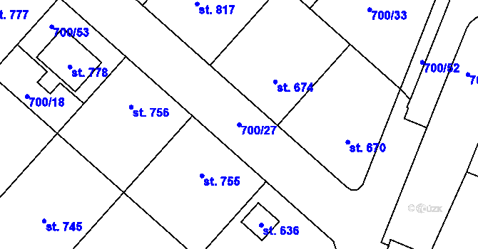 Parcela st. 700/27 v KÚ Strachotín, Katastrální mapa