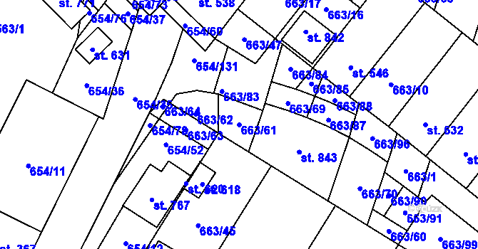 Parcela st. 663/61 v KÚ Strachotín, Katastrální mapa