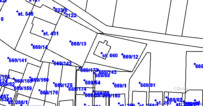 Parcela st. 660 v KÚ Strachotín, Katastrální mapa