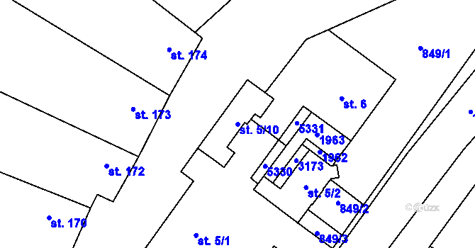 Parcela st. 5/10 v KÚ Strachotín, Katastrální mapa