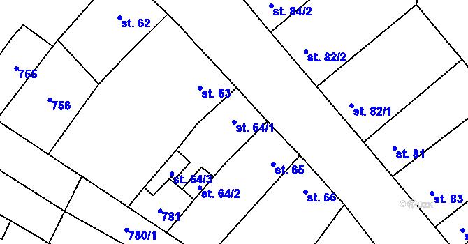 Parcela st. 64/1 v KÚ Strachotín, Katastrální mapa