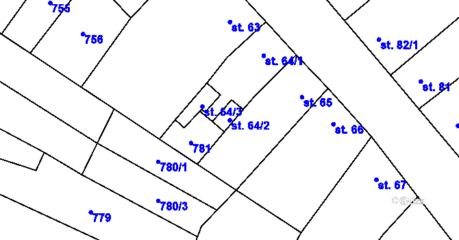 Parcela st. 64/2 v KÚ Strachotín, Katastrální mapa