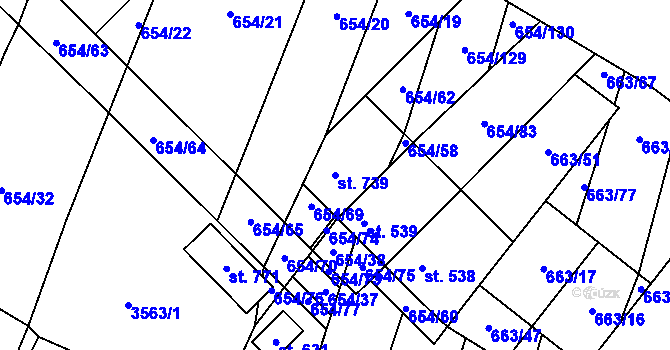 Parcela st. 739 v KÚ Strachotín, Katastrální mapa