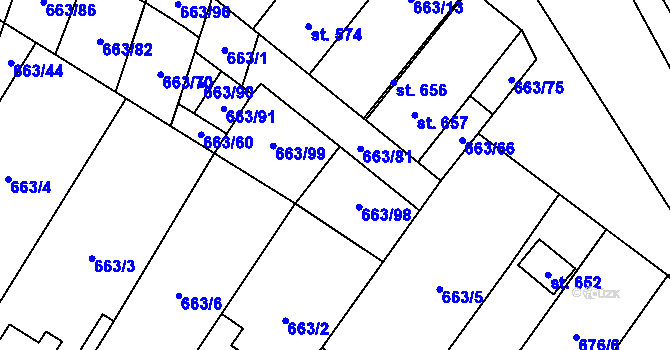 Parcela st. 663/81 v KÚ Strachotín, Katastrální mapa