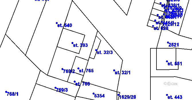 Parcela st. 32/3 v KÚ Strachotín, Katastrální mapa