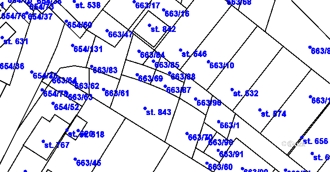 Parcela st. 663/87 v KÚ Strachotín, Katastrální mapa