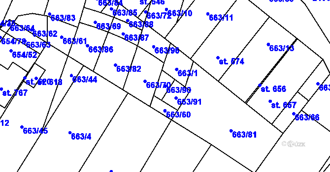 Parcela st. 663/90 v KÚ Strachotín, Katastrální mapa