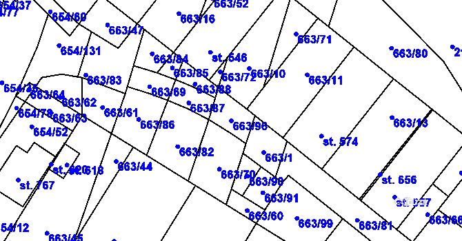 Parcela st. 663/96 v KÚ Strachotín, Katastrální mapa