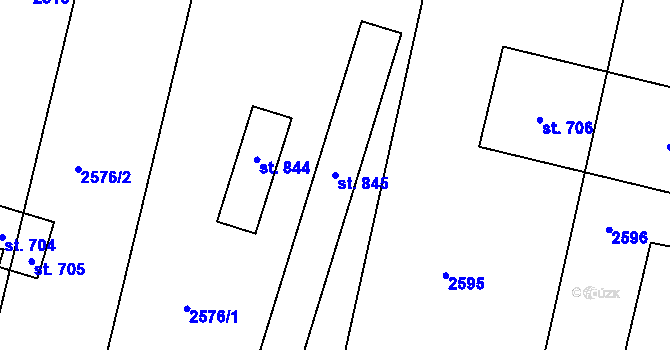 Parcela st. 845 v KÚ Strachotín, Katastrální mapa