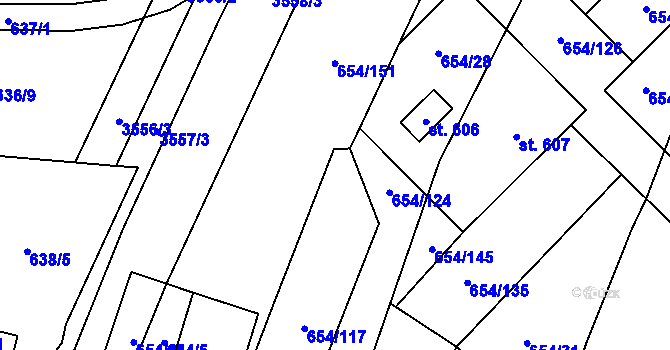 Parcela st. 654/152 v KÚ Strachotín, Katastrální mapa