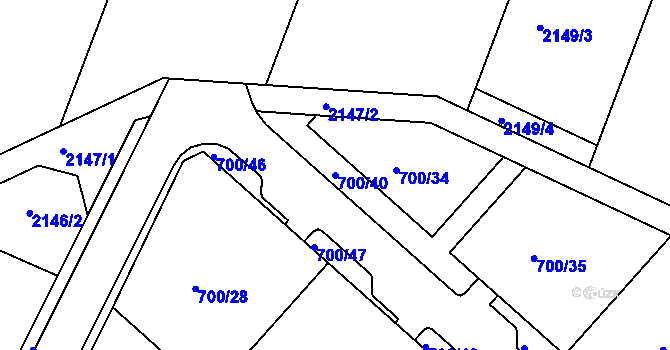 Parcela st. 700/40 v KÚ Strachotín, Katastrální mapa
