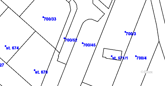 Parcela st. 700/45 v KÚ Strachotín, Katastrální mapa